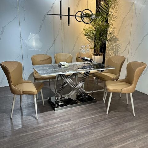  Bộ Bàn Ăn Mặt Đá HAK12 + Ghế Xavia HAG8 