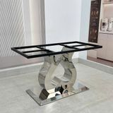  Bàn Ăn Inox Tráng Gương Mặt Đá HAK93 