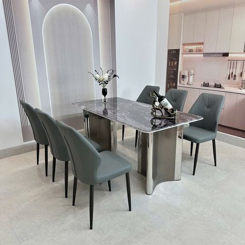  Bộ Bàn Ăn Mặt Đá Cao Cấp HAK22 + Ghế Roman HAG43 