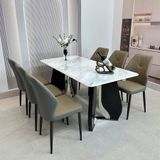  Bàn Ăn Mặt Đá Cao Cấp HAK29 Chân Inox Mạ Titan 