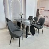  Bàn Ăn Mặt Đá Cao Cấp HAK29 Chân Inox Mạ Titan 