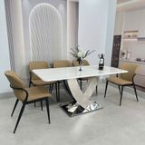  Bàn Ăn Inox Tráng Gương Mặt Đá HAK91 