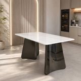  Bàn Ăn Inox Tráng Gương Mặt Đá HAK92 