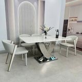  Bàn Ăn Inox Tráng Gương Mặt Đá HAK91 