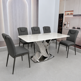  Bàn Ăn Mặt Đá Vi Tinh Thể HAK101 Chân Inox 201 