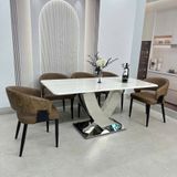  Bàn Ăn Inox Tráng Gương Mặt Đá HAK91 
