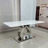  Bàn Ăn Inox Tráng Gương Mặt Đá HAK93 