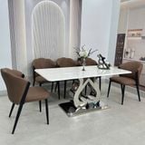  Bàn Ăn Inox Tráng Gương Mặt Đá HAK93 