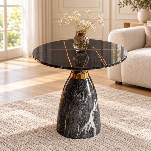 Bàn tròn trang trí mặt đá ceramic AKM14