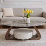  Bàn Trà Oval Mặt Đá Tinh Thể Curve AK2060 