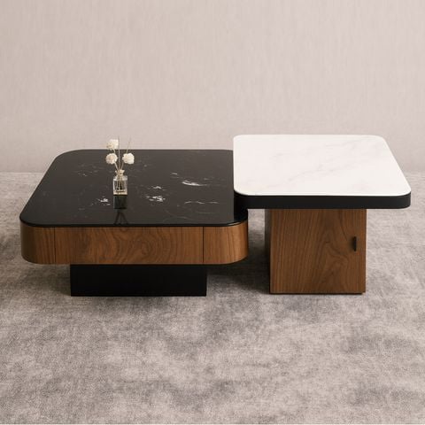 bàn trà đôi mặt đá marble ADC2652 sang trọng