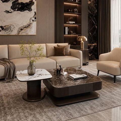  Bàn Trà Đôi Mặt Đá Vi Tinh Thể Cao Cấp VN8256 