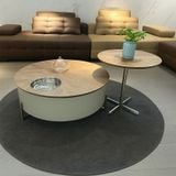  Bàn Trà Đôi Tròn ADBT01 Gỗ Vân Óc Chó Chân Mạ 