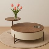  Bàn Trà Đôi Tròn ADBT01 Gỗ Vân Óc Chó Chân Mạ 