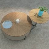  Bàn Trà Đôi Tròn ADBT01 Gỗ Vân Óc Chó Chân Mạ 