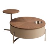  Bàn Trà Đôi Tròn ADBT01 Gỗ Vân Óc Chó Chân Mạ 