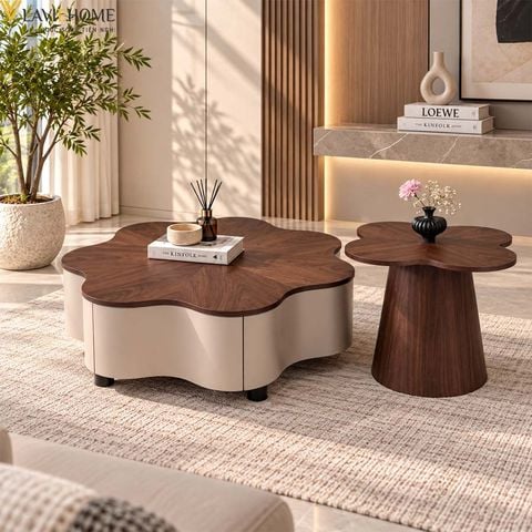  Bàn Trà Đôi Gỗ Veneer Óc Chó TNBT2550 