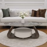  Bàn Trà Oval Mặt Đá Tinh Thể Curve AK2060 