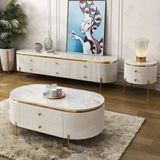  Bàn Trà Oval Mặt Đá DP06 