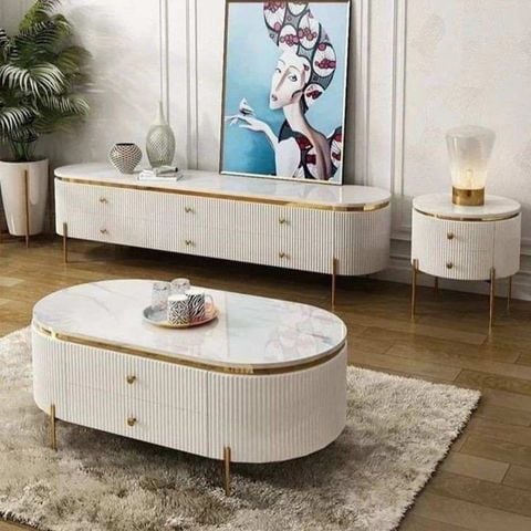 kệ tivi phòng khách chân cao màu trắng  thời thượng