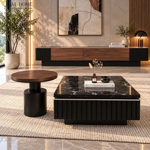  Bàn Trà Đôi Mặt Đá Cẩm Thạch TNBT2682 
