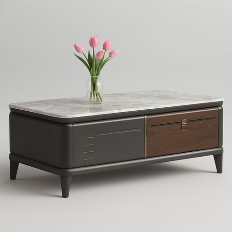 Bàn Trà Chữ Nhật AD18  Mặt đá tinh thể, khung gỗ MDF