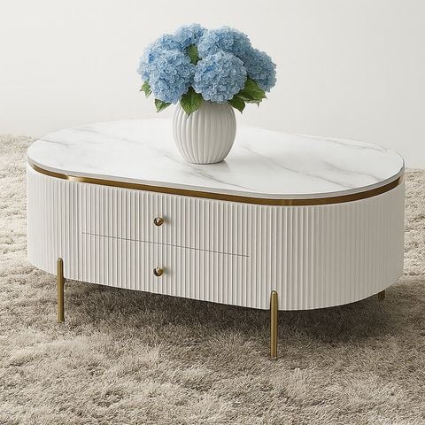  Bàn Trà Oval Mặt Đá DP06 