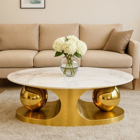  Bàn Trà Oval Mặt Đá ADBTC3 