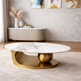  Bàn Trà Oval Mặt Đá Ceramic 