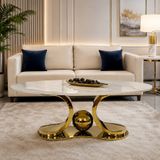  Bàn Trà Oval Mặt Đá AKBT14 