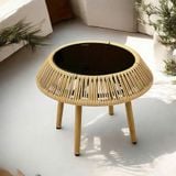  Bàn Sân Vườn Mặt Kiếng VS52 – Thiết Kế Bo Tròn Tinh Tế, Phù Hợp Mọi Không Gian Ngoài Trời 