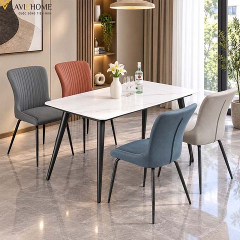  Bộ Bàn Ăn Mặt Đá 4 Ghế Cosima + Ghế Sheraton DPA49 