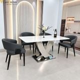  Bộ Bàn Ăn Mặt Đá 4 Ghế HAK91 + Ghế Duke HAG54 