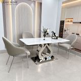  Bộ Bàn Ăn Mặt Đá 4 Ghế HAK93 + Ghế Lucy HAG56 