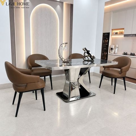  Bộ Bàn Ăn Mặt Đá 4 Ghế HAK95 + Ghế Zentino HAG68 