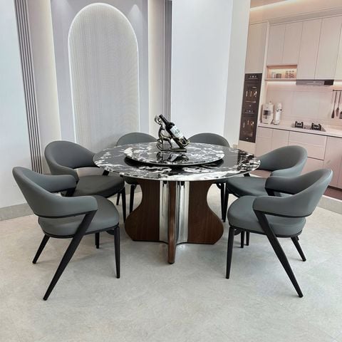  Bộ Bàn Ăn Tròn Mặt Đá HAK84 + Ghế Ăn Biingo HAG45 