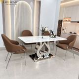 Bộ Bàn Ăn Mặt Đá 4 Ghế HAK93 + Ghế Lucy HAG56 