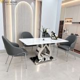  Bộ Bàn Ăn Mặt Đá 4 Ghế HAK93 + Ghế Lucy HAG56 