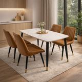  Bộ Bàn Ăn Mặt Đá Hebe và Ghế Loft Sọc 