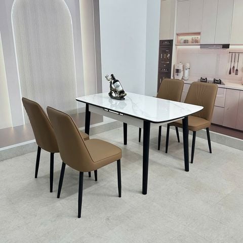  Bộ Bàn Ăn Mặt Đá Thông Minh HAK25 + Ghế Erica HAG35 