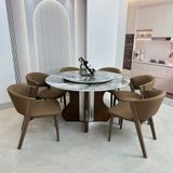  Bộ Bàn Ăn Tròn Mặt Đá HAK84 + Ghế Ăn Ariston HAG55 