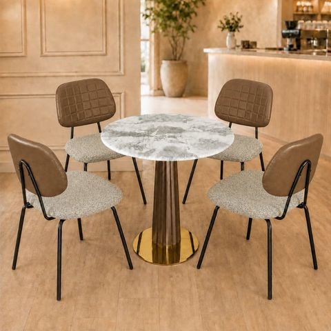 Bộ bàn cafe mạ pha lê VSCF500 kèm ghế VSGA06