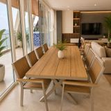  Bộ Bàn Chữ Nhật Ngoài Trời Khung Nhôm Nan Polywood DPBV23 + DPAV11A 