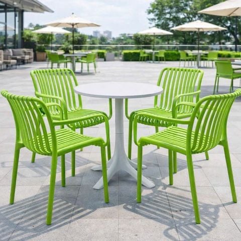 Bộ bàn cafe S3055 ghế S3046 nhựa PP màu xanh lá