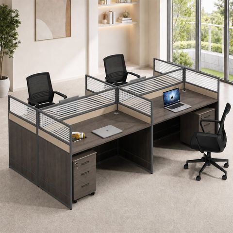  Cụm Bàn Văn Phòng 4 Người TKCB04 Có Vách Ngăn 