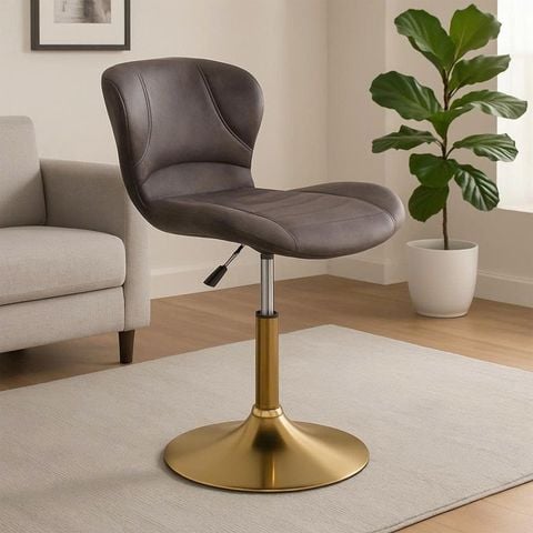 ghế cafe chân trụ bọc da