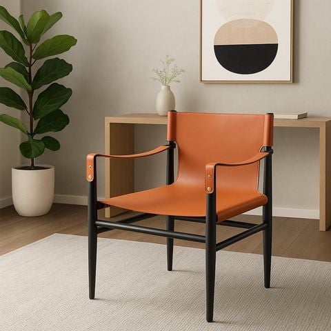 ghế da yên ngựa khung đen hiện đại