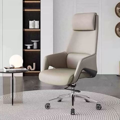 ghế giám đốc cao cấp màu kem xám hiện đại chân xoay