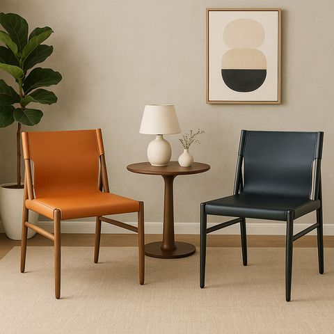 ghế da yên ngựa không tay vịn màu nâu và đen