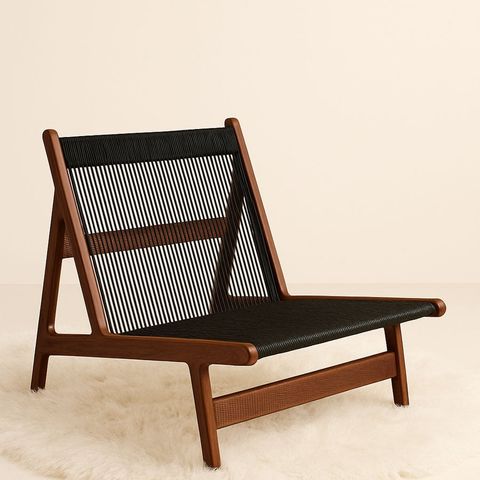 ghế thư giãn khung gỗ lưng dây đan